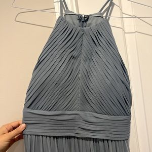 Blue Maxi Dress, Chiffon, Spaghetti Strap, High Neck, Size S, New With Tags